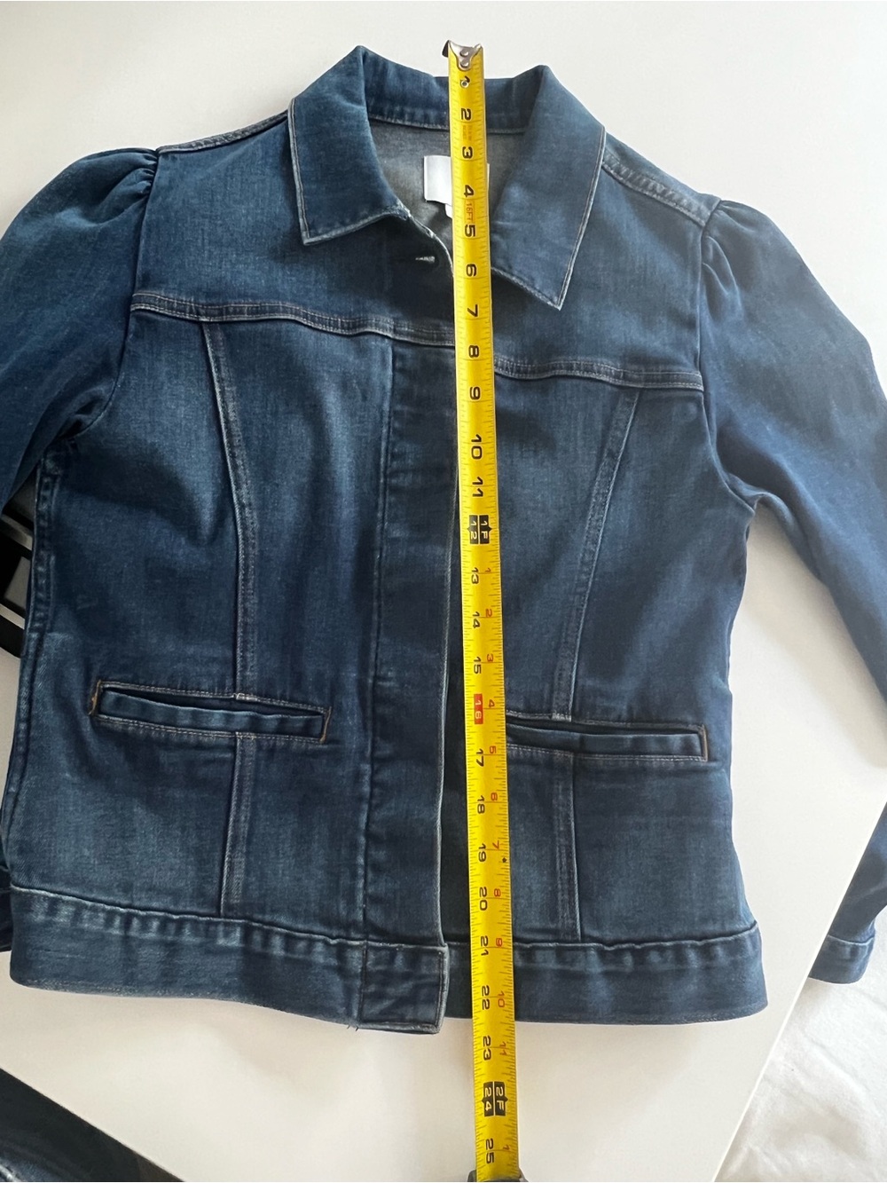 GOOP G.Label Gwyn Fitted Women's Denim Jacket with puffed shoulder detail size M - Picture 10 of 10